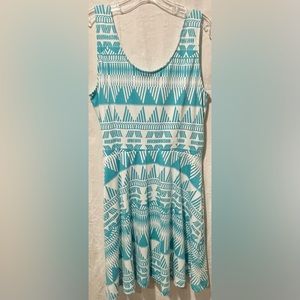 80’s Retro Teal & White Dress With Pockets